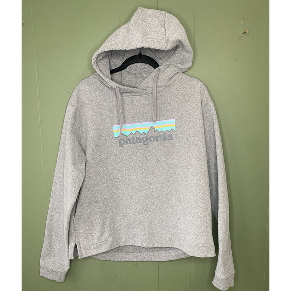 Patagonia Sweater Womens XL Gray & Pastel P6 Logo Uprisal Hoody Casual Normcore - Picture 7 of 11
